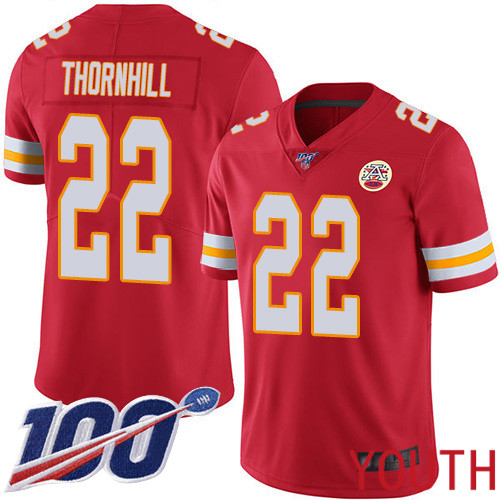 Youth Kansas City Chiefs #22 Thornhill Juan Red Team Color Vapor Untouchable Limited Player 100th Season Football Nike NFL Jersey->youth nfl jersey->Youth Jersey